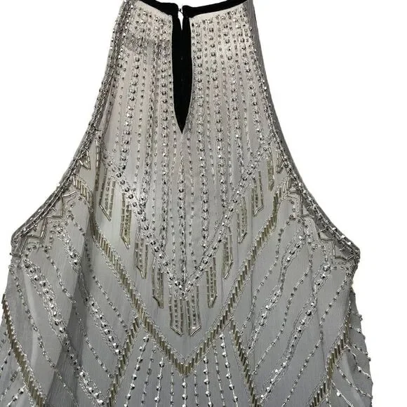 PARKER Sequined Beaded Halter Blouse M - Picture 7 of 8